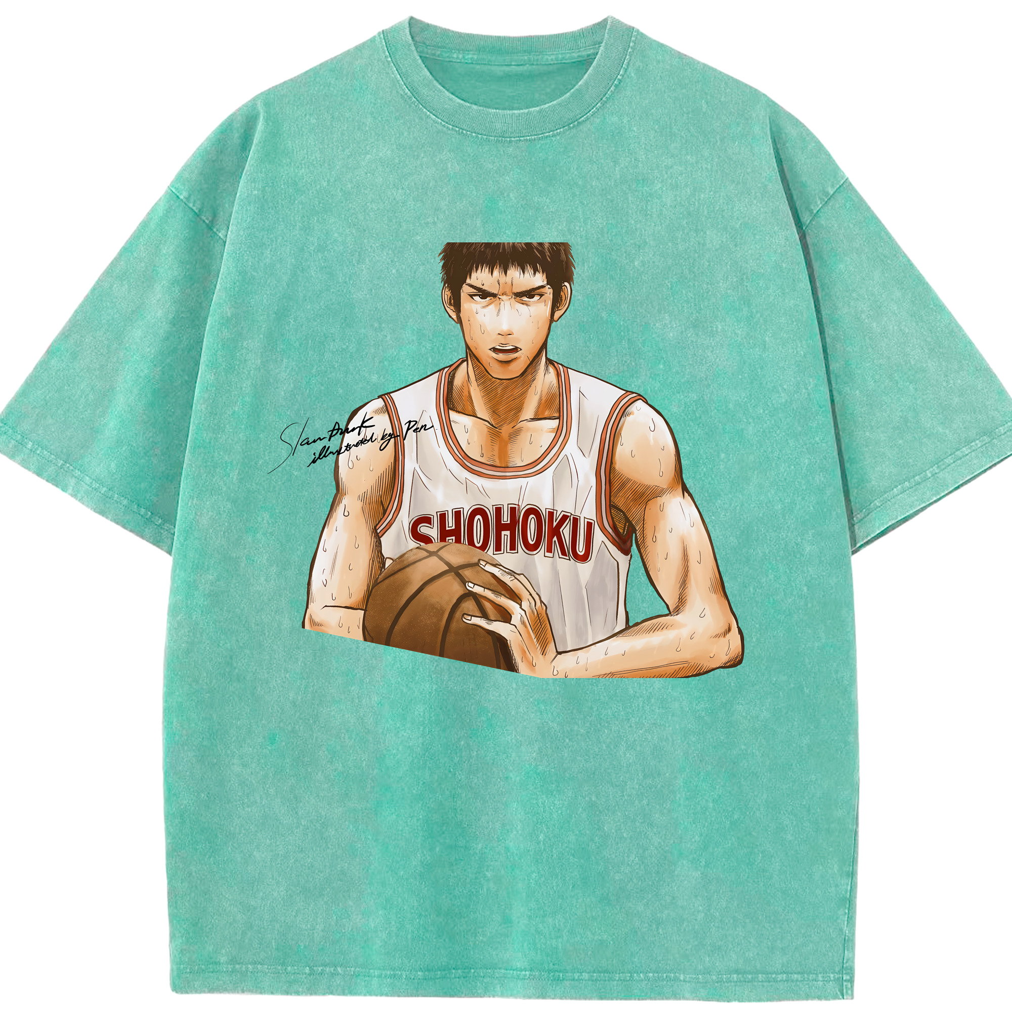 （画像用） SLAM DUNK／スラムダンク 綿100% ヴィンテージ風 半袖Tシャツ（フロントプリント）